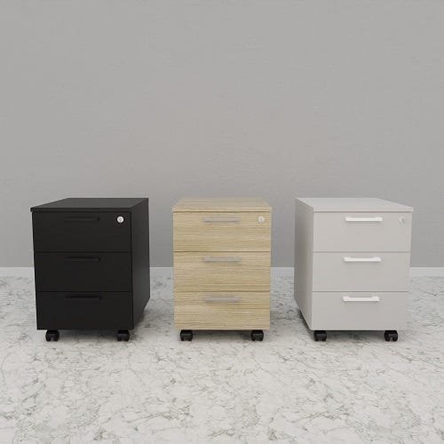 Cassettiera Ufficio In Acciaio Antracite, 3 Cassetti Con Guide A Sfera, Serratura, 46x62x102,5 Cm, Per A4 E Legali