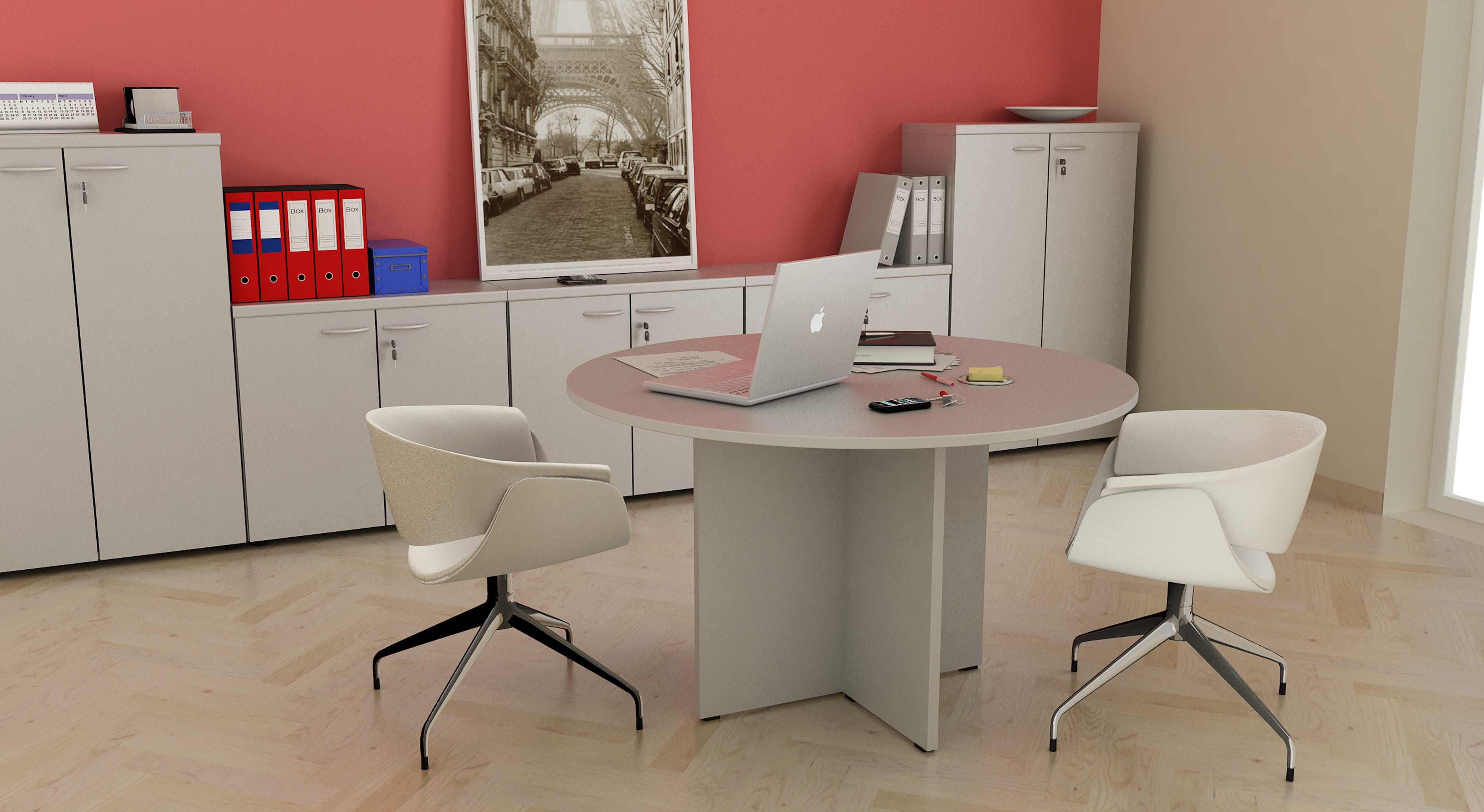 TAVOLO RIUNIONI ROTONDO IN MELAMINICO 120x72h