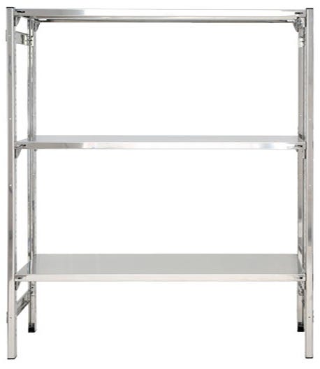 SCAFFALE INOX AISI 304 A GANCIO CON 4 RIPIANI ASOLATI - CM. 80X58X180H - Foto 3