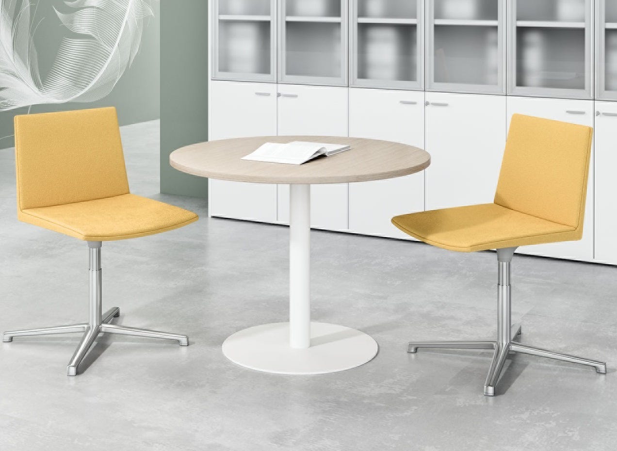 Tavolo rotondo con gamba metallica per sala riunioni 100x100x74h