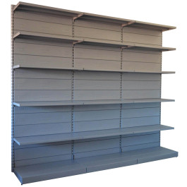 Scaffalatura metallica alluminio a parete per arredo negozi cm. 75x60x250h