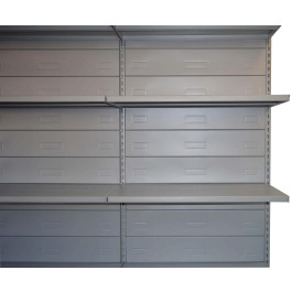 Modulo aggiuntivo scaffale in metallo verniciato alluminio per negozi di cm. 75x40x200h