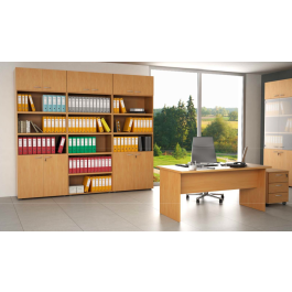 Libreria da ufficio in legno di vario colore con piani e ante battenti cm. 90x45,8x200h 