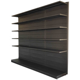 Modulo aggiuntivo scaffale metallico verniciato nero ghisa a piani per negozio di cm. 45x60x250h