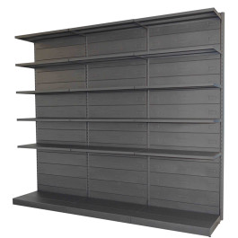 Modulo aggiuntivo scaffale in metallo verniciato nero ghisa per negozi di cm. 45x30x200h