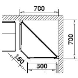 Modulo aggiuntivo angolare scaffalatura in metallo negozi di cm. 70x50x200h