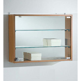 Bacheca a muro in vetro con schienale a specchio o legno cm. 59x15x44h
