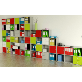 Libreria mobile per ufficio a 9 caselle a giorno in legno cm. 104,1x29,2x103,9h