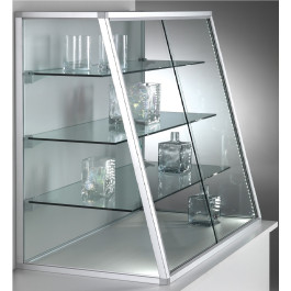 Vetrina con telaio in alluminio e ripiani interni regolabili per negozio cm. 119x50x100h