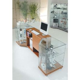 Banco vendita in vetro per esposizione articoli cm. 255x68/40x90h