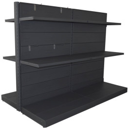 Modulo aggiuntivo scaffale in metallo verniciato nero ghisa da negozi di cm. 97x40x140h