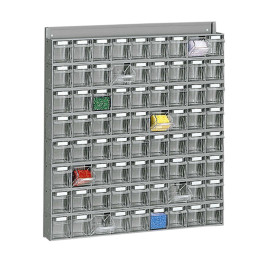 Modulo di scaffalatura a muro in polipropilene con cassetti estraibili cm. 60x7,8x65h