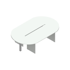 Tavolo riunione ovale in melaminico verniciato con struttura pannellata cm. 264/284/304X164X75H