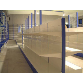 Scaffale centro stanza per arredo negozi di metallo verniciato colore bianco cm. 100x40x140h