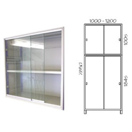 Porta scorrevole in vetro per fronte scaffalatura cm. 120x285h