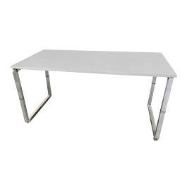 Tavolo mensa aziendale con gamba ad anello verniciata in metallo e piano in legno da 4 persone cm. 140x80x72,5h