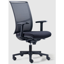 Poltrona ergonomica operativa per ufficio con schienale alto in rete nera, braccioli e ruote