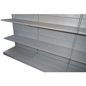 Scaffale metallico verniciato alluminio a parete per negozio cm. 97x50x200h