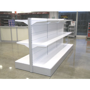 Scaffalatura verniciata in metallo a piani per negozio colore alluminio e bianco cm. 100x50x140h
