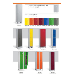 Armadietto spogliatoio monoblocco metallico a 3 posti verniciato in vari colori cm. 90x50x180h