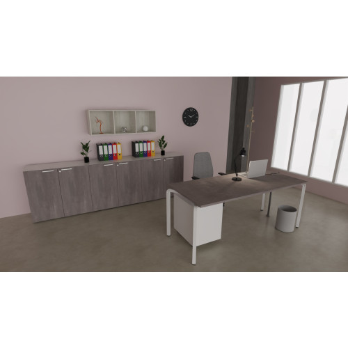 Scrivania moderna per ufficio operativo con struttura in tubolare colore  bianco e top in vari colori cm. 160x80x75h - Castellani Shop