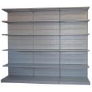 Scaffalatura verniciata alluminio da negozio a parete con piani regolabili cm. 75x30x200h