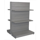 Scaffale per negozio in metallo verniciato colore alluminio con piani a mensole cm. 97x40x140h