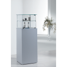 Vetrina espositiva per negozi con piano interno in vetro e mobile basso in legno cm. 45x45x135h