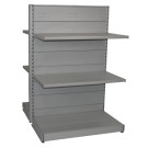 Scaffale per arredo negozi in metallo verniciato alluminio cm. 97x50x140h