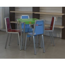 Composizione tavolo in metallo verniciato con 4 sedie per ufficio