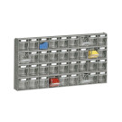 Scaffalatura in plastica a parete con cassetti trasparenti per raccolta accessori ferramenta cm. 60x7,8x30,8h