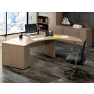 Postazione di lavoro per ufficio direzionale con scrivania e cassettiera colore rovere cm. 263x169x73h