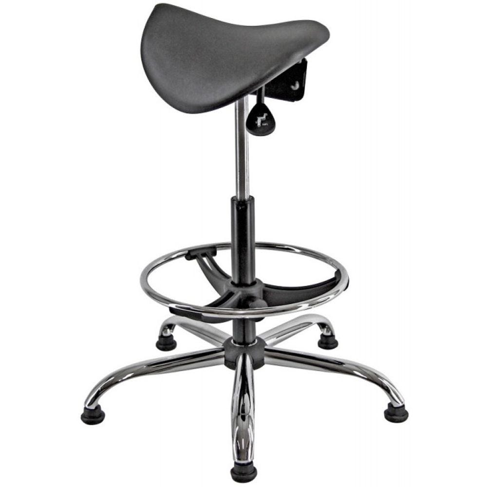 Sgabello Girevole Regolabile In Altezza – Seduta In PU Pelle, Schienale Basso, Ruote E Carico 113 Kg, Colore Nero