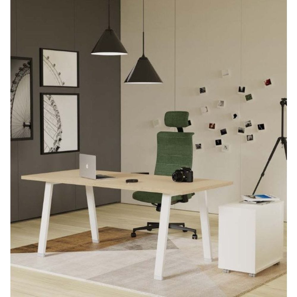 Tavolo Da Toeletta Per Manicure Con 3 Cassetti - 100x40x76 Cm, Legno E Metallo, Portata 30 Kg