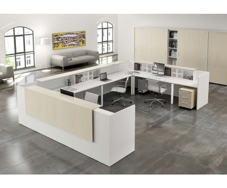 Composizione reception lineare in melaminico verniciato da ufficio cm. 285x87x109h
