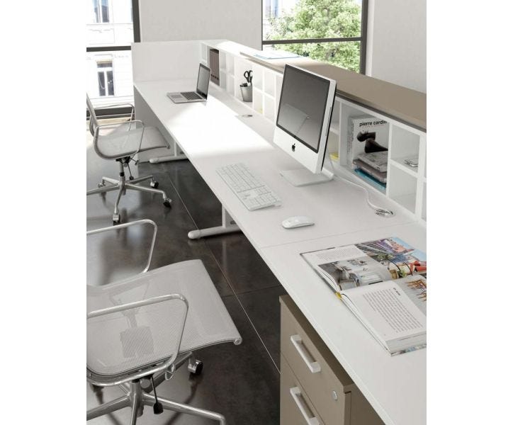 Composizione reception lineare in melaminico verniciato da ufficio cm. 285x87x109h