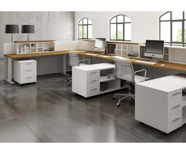 Composizione reception lineare in melaminico verniciato da ufficio cm. 285x87x109h
