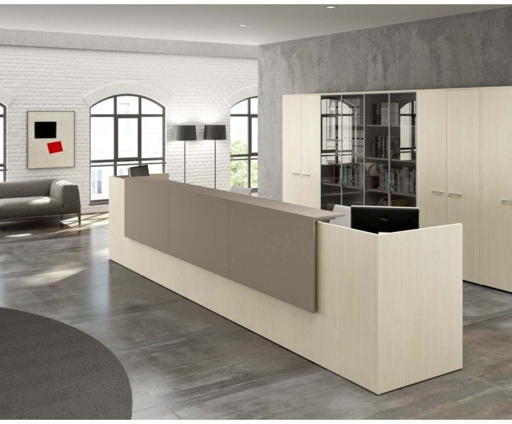 Composizione reception lineare in melaminico verniciato da ufficio cm. 285x87x109h
