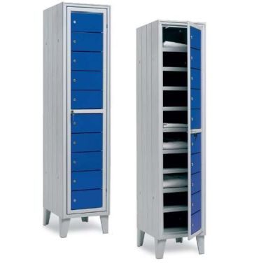 Armadio monoblocco verniciato a 10 vani con chiusura di sicurezza cm. 40x50x180h