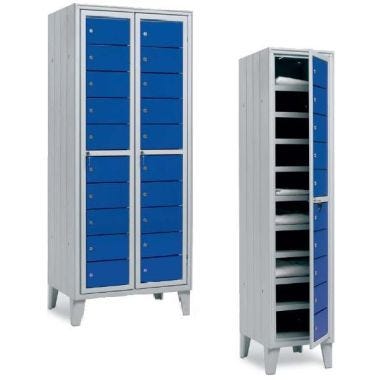 Armadio casellario in metallo di vari colori a 20 vani monoblocco cm. 80x50x180h