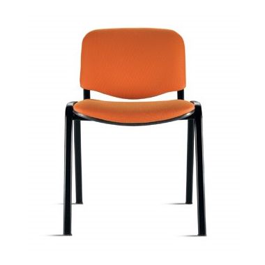 Sedia in tessuto ignifugo imbottita con struttura nera, impilabile per sala da attesa