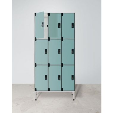 Armadio spogliatoio in laminato stratificato HPL multispogliatoio a 9 posti cm. 93,2x50x200h
