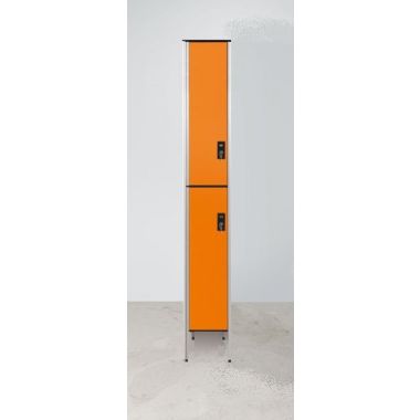 Armadio spogliatoio in laminato stratificato HPL sovrapposto a 2 posti certificato per uso alimentare cm. 40x50x200h