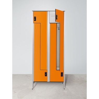 Armadio spogliatoio in laminato stratificato HPL sovrapposto a 4 posti con ante apertura a "L" cm. 80x50x200h