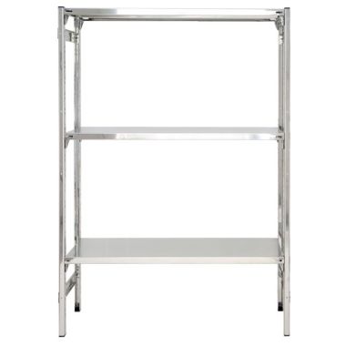 SCAFFALATURA inox ad incastro con piani lisci a gancio cm. 120x40x150h