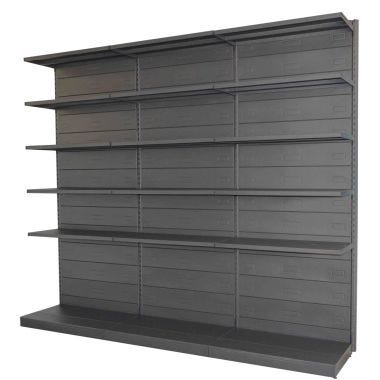 Modulo aggiuntivo scaffale in metallo verniciato nero ghisa a piani da negozio di cm. 45x60x250h