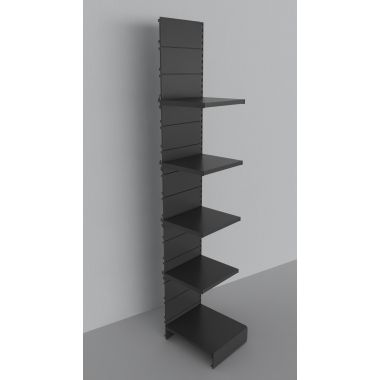 Modulo aggiuntivo scaffale metallico verniciato nero ghisa a piani per negozio di cm. 45x60x250h