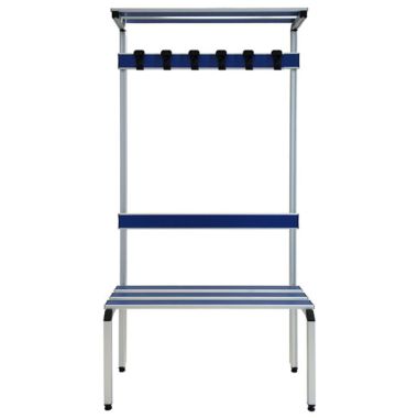 Panca spogliatoio con schienale e portaborse in alluminio anodizzato a 3 posti cm. 100x41x187h
