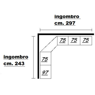 Scaffalatura angolare cm. 243x297