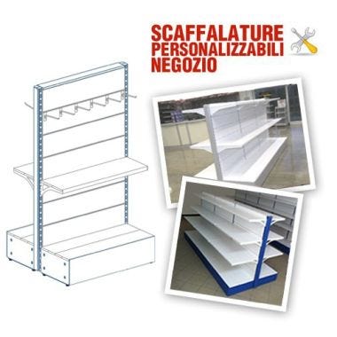 Scaffalatura Metallica da Negozio a Centro Stanza Personalizzabile